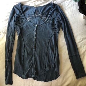 Turquoise free people long sleeve.